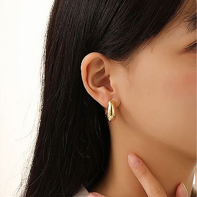 Women's Brass Huggie Hoop Earrings