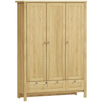 Pnronnc 3 Doors Wardrobe Closet Anti-Tip Design Armoire with 3 tier Cabinet