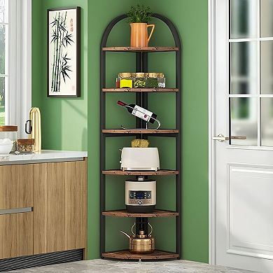 Corner Floor Shelf with 4 Tiers for Books, Plants, and Home Décor