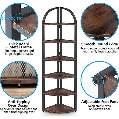 Corner Floor Shelf with 4 Tiers for Books, Plants, and Home Décor
