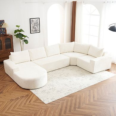 Pnronnc Modular U Shaped Sectional Sofa Deep Seat Cloud Couch Chenille Upholstered Sofa
