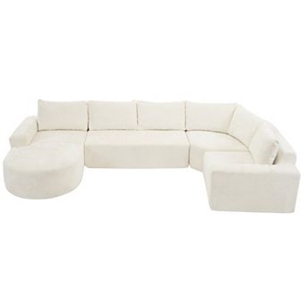 Pnronnc Modular U Shaped Sectional Sofa Deep Seat Cloud Couch Chenille Upholstered Sofa