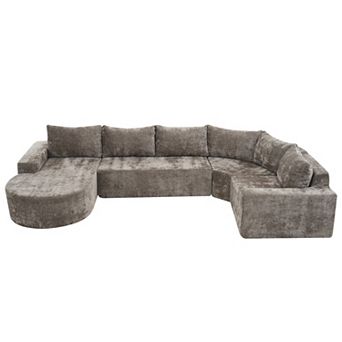 Pnronnc Modular U Shaped Sectional Sofa Deep Seat Cloud Couch Chenille Upholstered Sofa