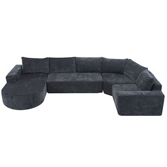 Pnronnc Modular U Shaped Sectional Sofa Deep Seat Cloud Couch Chenille Upholstered Sofa