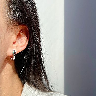 Snake - Shaped Hoop Earrings with Green Gem Eyes