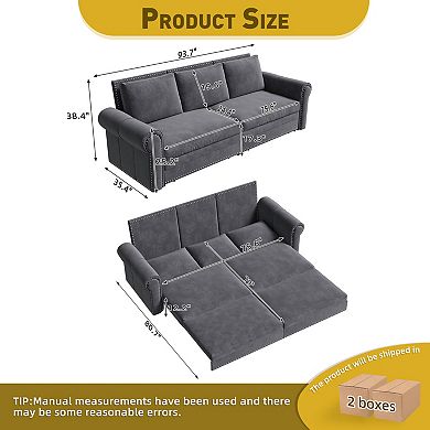 Pnronnc Modern Velvet Sleeper Couch, Pull Out Sofa Bed Convertible Sofa Bed