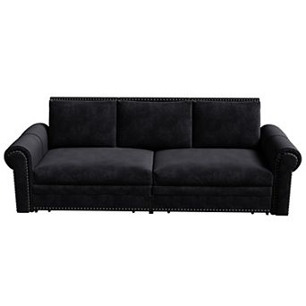 Pnronnc Modern Velvet Sleeper Couch, Pull Out Sofa Bed Convertible Sofa Bed