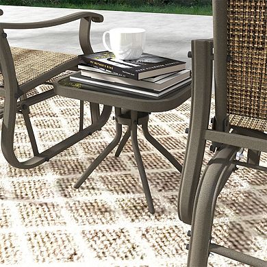 3 Piece Patio Glider Chair Set with Glass Top Table