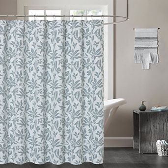 Dainty Home Julianna Heavy Jacquard Floral Textured Fabric Soft Polyester Shower Curtain, 72" x 72"
