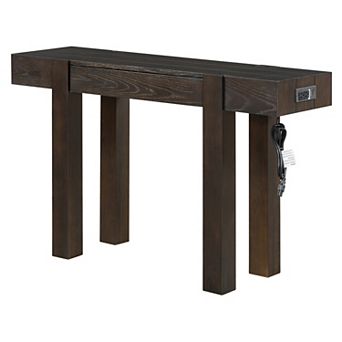 KWPZQEB Rustic Minimalist Wood Console Table with Hidden Drawer for Entryways, Living Room