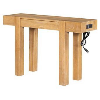 KWPZQEB Rustic Minimalist Wood Console Table with Hidden Drawer for Entryways, Living Room