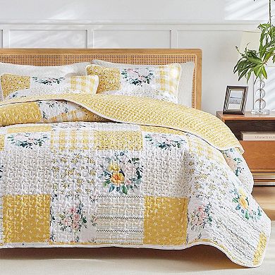 Floral Patchwork Bedspread Set, Suitable for All Seasons