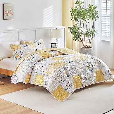 Floral Patchwork Bedspread Set, Suitable for All Seasons