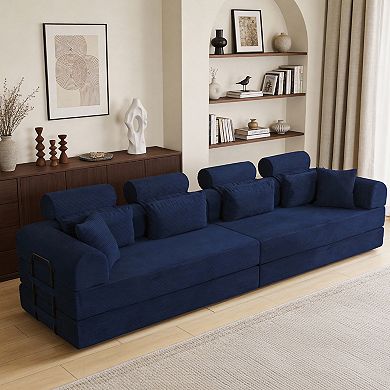 Loheer Modular L Shaped Sectional Sofa Corduroy Convertible Sleeper Couch with Compressed Foam