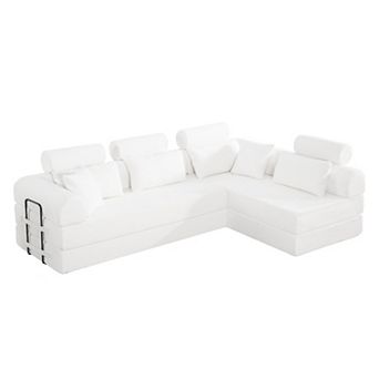 Loheer Modular L Shaped Sectional Sofa Corduroy Convertible Sleeper Couch with Compressed Foam