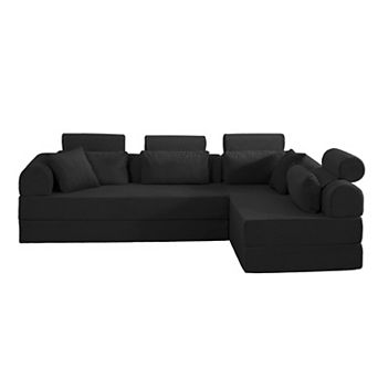 Loheer Modular L Shaped Sectional Sofa Corduroy Convertible Sleeper Couch with Compressed Foam