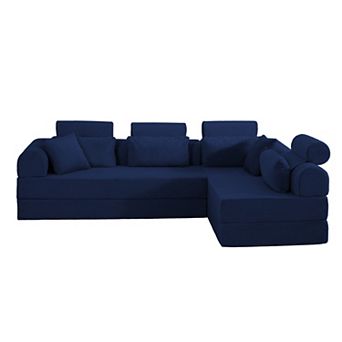 Loheer Modular L Shaped Sectional Sofa Corduroy Convertible Sleeper Couch with Compressed Foam