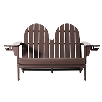 Outdoor Patio 49" HDPE Folding Adirondack Garden Bench