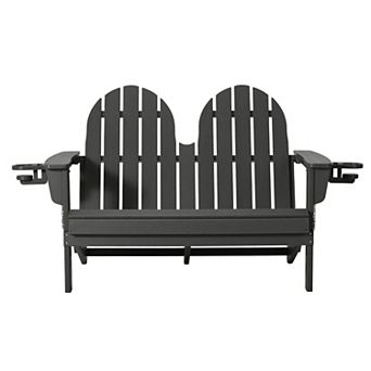 Outdoor Patio 49" HDPE Folding Adirondack Garden Bench