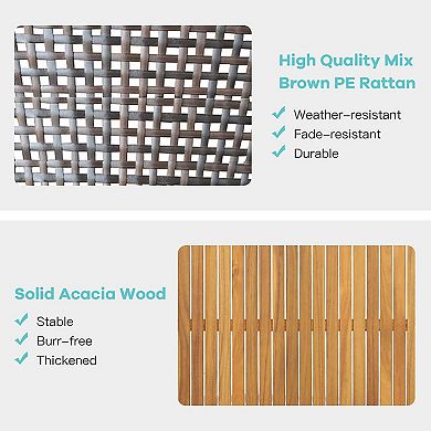 4 Pieces Patio Rattan Furniture Set with Removable Cushions