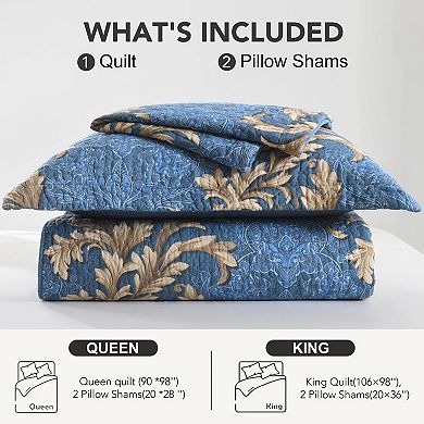 Floral Retro Lightweight Three-Piece Bedspread Set