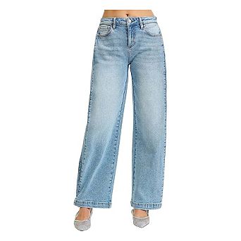 RISEN Mid Rise Wide Barrel Transferable Leg Snap Jeans