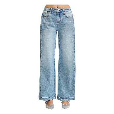 RISEN Mid Rise Wide Barrel Transferable Leg Snap Jeans