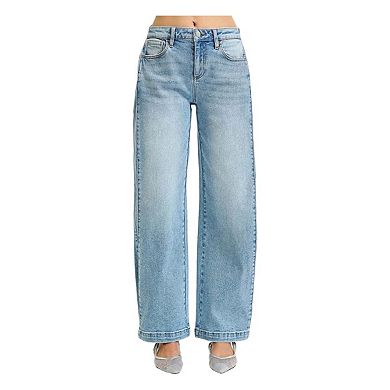 RISEN Mid Rise Wide Barrel Transferable Leg Snap Jeans