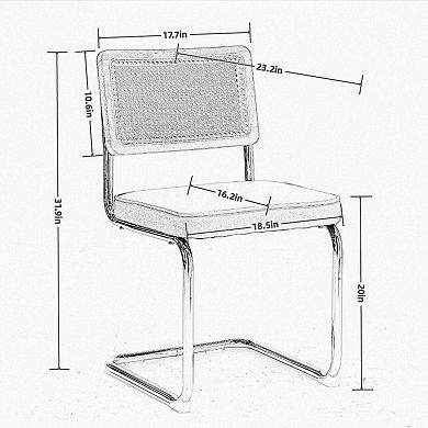 KWPZQEB Breuer Designed Natural Cane Back Dining Chairs Set of 2