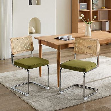 KWPZQEB Breuer Designed Natural Cane Back Dining Chairs Set of 2