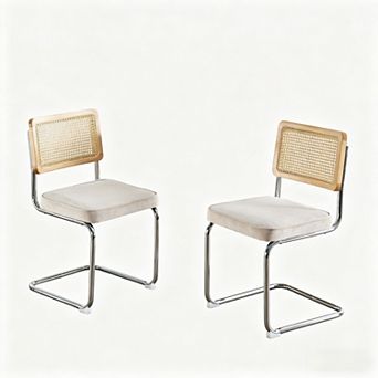 KWPZQEB Breuer Designed Natural Cane Back Dining Chairs Set of 2