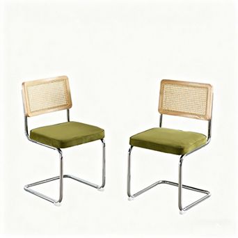 KWPZQEB Breuer Designed Natural Cane Back Dining Chairs Set of 2