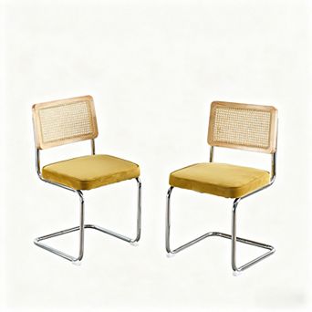 KWPZQEB Breuer Designed Natural Cane Back Dining Chairs Set of 2