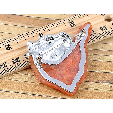 Crystal Elements Orange Wild Bobcat School Mascot Fashion Pin Brooch