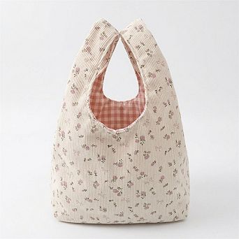 Floral Ribbed Knit Hobo Bag Soft Casual Tote Lightweight Everyday Shoulder Bag