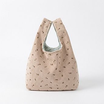 Floral Ribbed Knit Hobo Bag Soft Casual Tote Lightweight Everyday Shoulder Bag