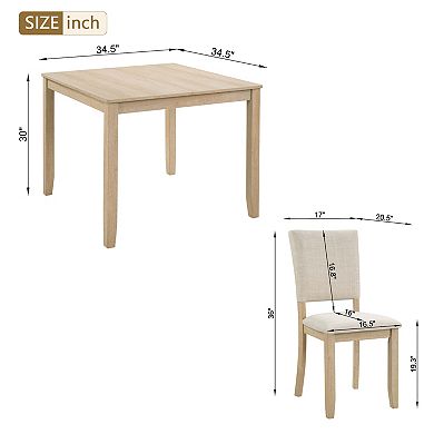 Pnronnc Wooden Kitchen Table Set, 5-Piece Modern Dining Table Set with 4 Upholstered Chairs