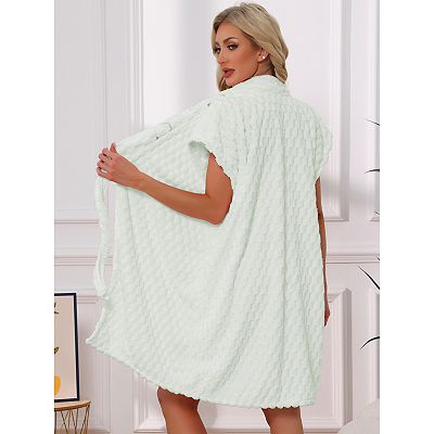 Women's Towel Wrap Short Sleeve Wearable Bathrobe Cover Up Belt Terry After  Shower Body Robe Dress