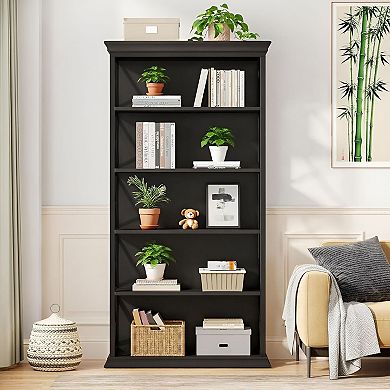 Industrial X-Pattern Bookcase with 5 Shelves for Books, Decor, and Plants