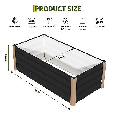 6.5x2.5x1.3 ft Deep Raised Garden Bed Planter Box, Heavy-Duty Aluminum Alloy, Rust-Resistant