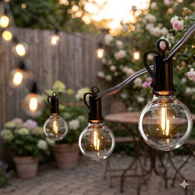 50FT waterproof outdoor string lights, 50 shock-resistant LED bulbs