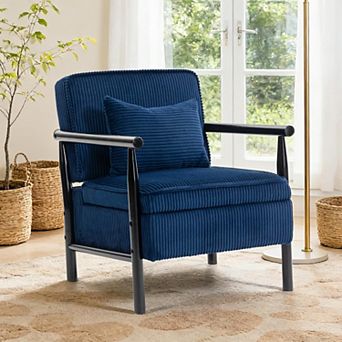 CEWOR Modern Storage Armchair, Corduroy Wooden Padded Decorative Chair