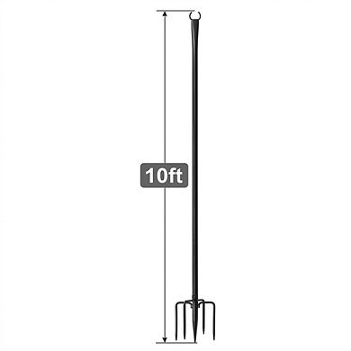 6 Pack 9FT String Light Poles for Outdoor, Metal Lights Hanging Pole Outside with Fork