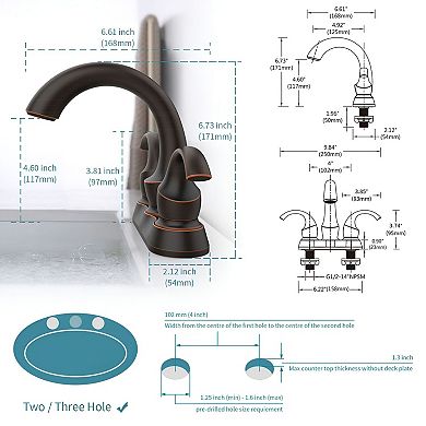 Centerset Bathroom Sink Faucet 2 Handle with Pop-Up Drain Hoses
