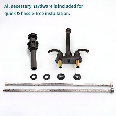 Centerset Bathroom Sink Faucet 2 Handle with Pop-Up Drain Hoses