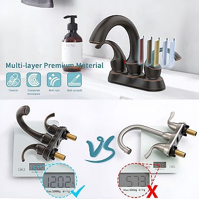 Centerset Bathroom Sink Faucet 2 Handle with Pop-Up Drain Hoses