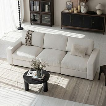 113.8" Modular Sectional Sofa, 3-Seater Comfy Cloud Couch for Living Room, Deep Seat