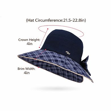Wide Brim Sun Hat with Bow Detail Adjustable Fit Summer Bucket Hat