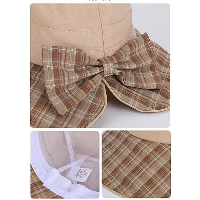 Wide Brim Sun Hat with Bow Detail Adjustable Fit Summer Bucket Hat