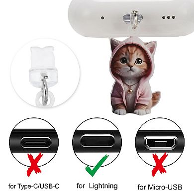 Cat Pendants Dust Plug Charm for Lightning 2 Pcs